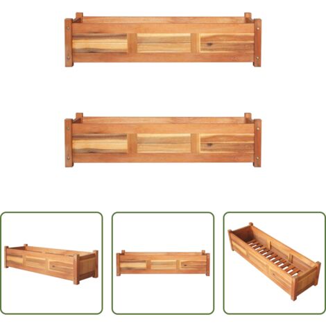 vidaXL Fioriere in legno -  Letti Rialzati da Giardino 2 pz in Legno di Acacia 100x30x25 cm