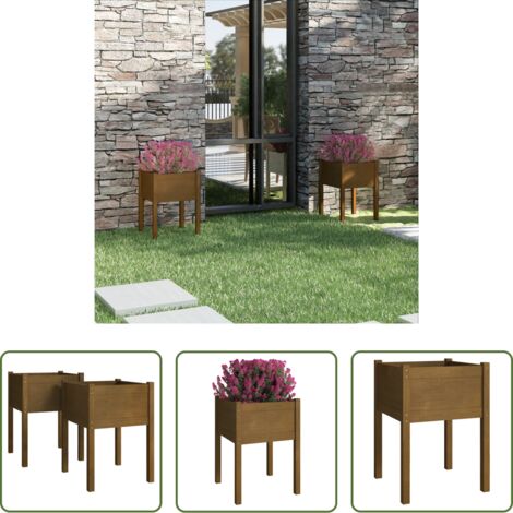 vidaXL Fioriere in pino -  Fioriere 2 pz Ambra 50x50x70 cm in Legno Massello di Pino