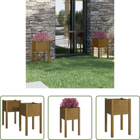 vidaXL Fioriere in pino -  Fioriere da Giardino 2 pz Ambra 40x40x70 cm in Legno di Pino
