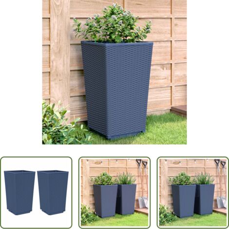 vidaXL Fioriere in PP -  Fioriere da Giardino 2 pz Grigio Blu 32,5x32,5x57 cm in PP