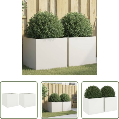 vidaXL Fioriere per balcone -  Fioriere 2 pz Bianche 49x47x46 cm in Acciaio