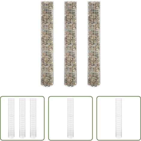 vidaXL Fioriere per giardino -  Fioriere Gabbione Circolare 3 pz in Acciaio Zincato Ø30x200 cm