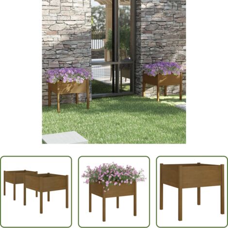 vidaXL Fioriere per piante -  Fioriere 2 pz Ambra 70x70x70 cm in Legno Massello di Pino