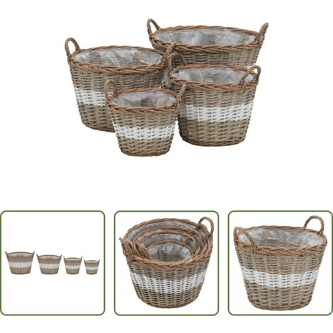 vidaXL Fioriere per piante -  Letti Rialzati da Giardino 4 pz in Vimini e Rivestimento in PE