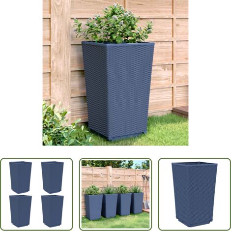 vidaXL Fioriere per piante rampicanti -  Fioriere da Giardino 4 pz Grigio Blu 32,5x32,5x57 cm in PP