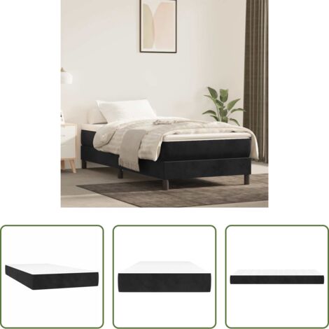 vidaXL Firmeza media -  Colchón de muelles ensacados firmeza media terciopelo negro 80x220x20 cm