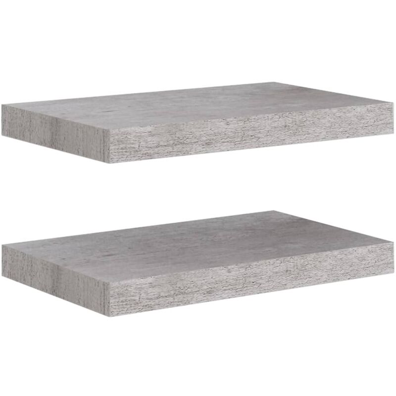 Vidaxl - Floating Wall Shelves 2 pcs Concrete Grey 40x23x3.8 cm MDF - Grey