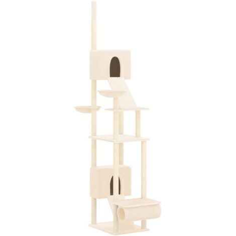 vidaXL Floor to Ceiling Cat Tree Cream 277-303 cm