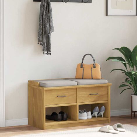 vidaXL Flurbank SANDNES aus massivem Kiefernholz braun 87x40x50 cm