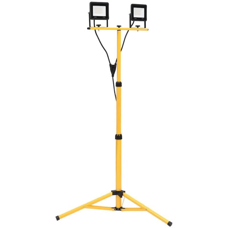 

vidaXL Foco LED con trípode 2x50 W blanco cálido - Negro