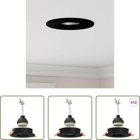 vidaXL Foco negro -  Foco 12 pcs Negro 9 x 9 x 2 cm Aluminio