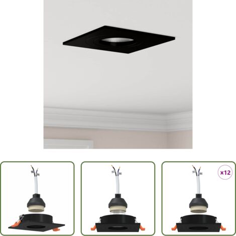 vidaXL Foco negro -  Foco 12 pcs Negro 9 x 9 x 2 cm Aluminio