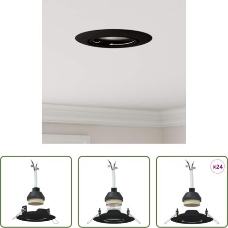 vidaXL Foco negro -  Foco 24 pcs Negro 9 x 9 x 2.5 cm Metal