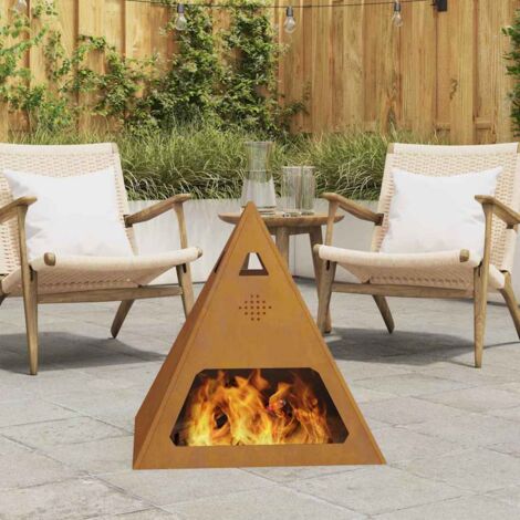 vidaXL Focolare Marrone 50 x 50 x 51 cm acciaio corten