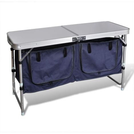 main image of "vidaXL Foldable Camping Cupboard with Aluminium Frame - Silver"