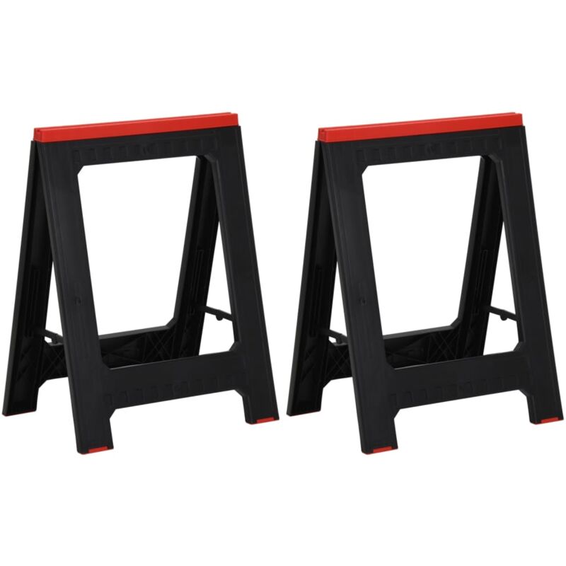 Vidaxl - Foldable Work Trestles 2 Pcs Black And Red Polypropylene 350 Kg