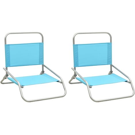 main image of "vidaXL Folding Beach Chairs 2 pcs Turquoise Fabric - Turquoise"