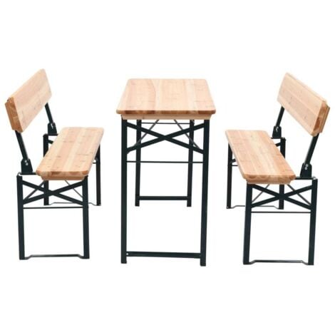 main image of "vidaXL Folding Beer Table with 2 Benches 118 cm Fir Wood - Brown"