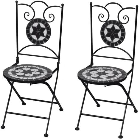vidaXL Folding Bistro Chairs 2 pcs Ceramic Outdoor Chairs Foldable Chairs Lounge Chairs Outdoor Garden Patio Furniture Seats Multi Colours
