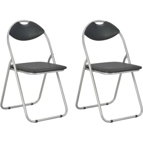 vidaXL  Folding Chairs 2 pcs Black Faux Leather