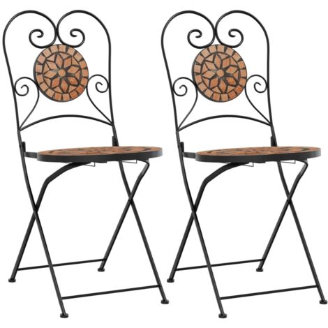 vidaXL Folding Chairs 2 pcs Terracotta Ceramic