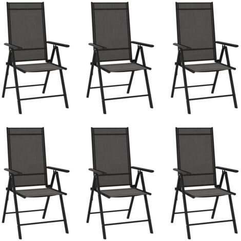 vidaXL Folding Chairs 6 pcs Textilene Black