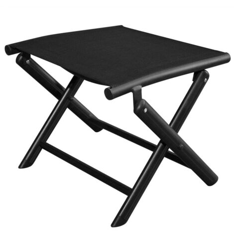 vidaXL Folding Footstool Black Aluminium and Textilene
