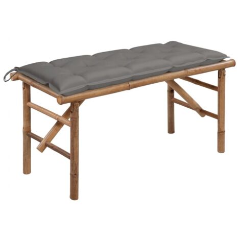 vidaXL Folding Garden Bench with Cushion 118 cm Bamboo (41503+314945)