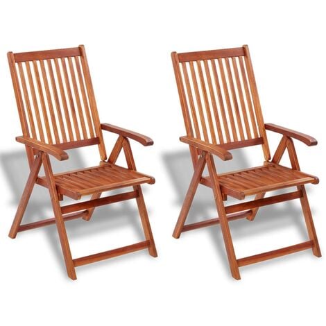 vidaXL Folding Garden Chairs 2 pcs Solid Acacia Wood Brown - Brown