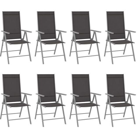 main image of "vidaXL Folding Garden Chairs 8 pcs Textilene Black - Black"