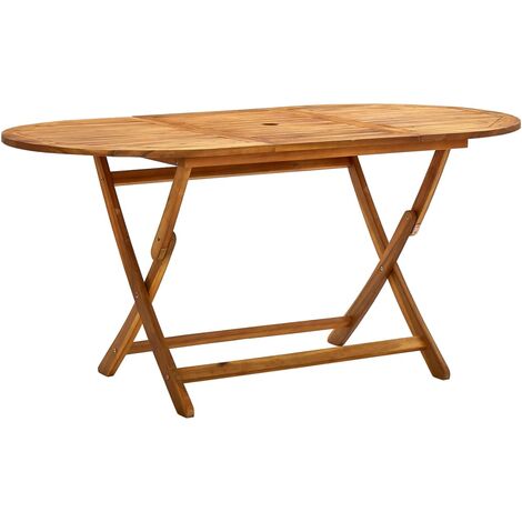 main image of "vidaXL Folding Garden Table 160x85x75 cm Solid Acacia Wood - Brown"