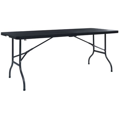 main image of "vidaXL Folding Garden Table Black 180x75x72 cm HDPE Imitation Rattan - Black"
