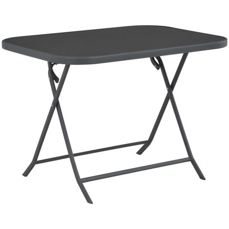 main image of "vidaXL Folding Garden Table Grey 100x75x72 cm Glass and Steel - Grey"