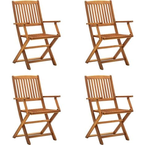 main image of "vidaXL Folding Outdoor Chairs 4 pcs Solid Acacia Wood - Brown"