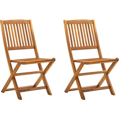 main image of "vidaXL Folding Outdoor Chairs Solid Acacia Wood 2 pcs - Grey"