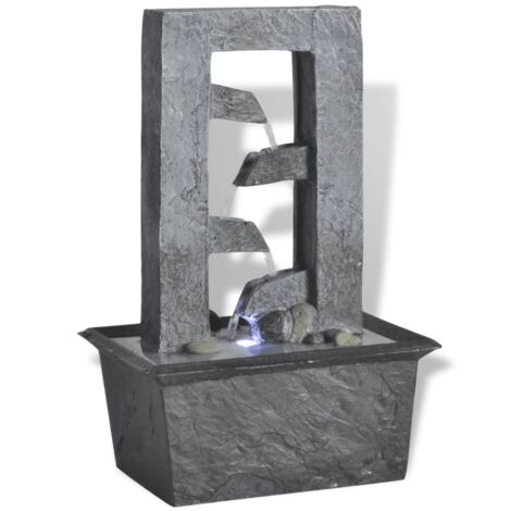 Vidaxl – Fontaine d'intérieur en poly-résine avec lumière LED – Dimensions 15,8 x 11,8 x 24 cm – Ambiance relaxante pour espaces intérieurs