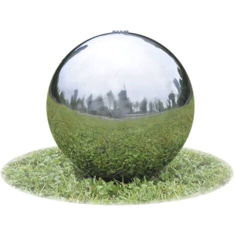 vidaXL Fontana da Giardino a Sfera con LED in Acciaio Inox 30 cm