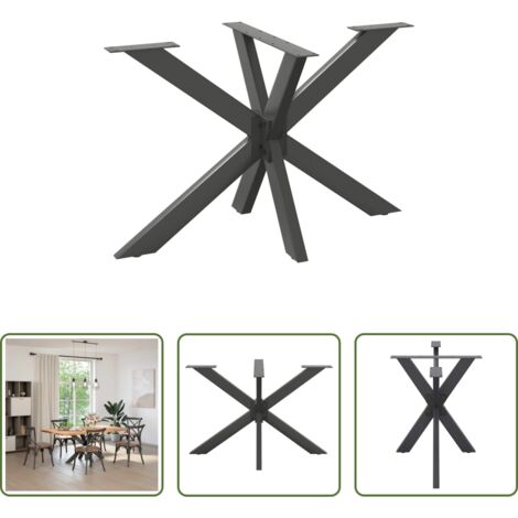 vidaXL Forma de araña -  Pata de mesa de comedor forma araña antracita 120x68x(72-73) cm acero
