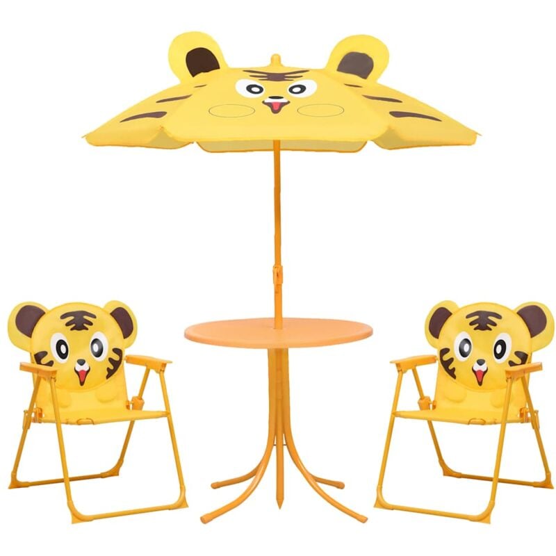 3 Piece Kids' Garden Bistro Set with Parasol Yellow Vidaxl