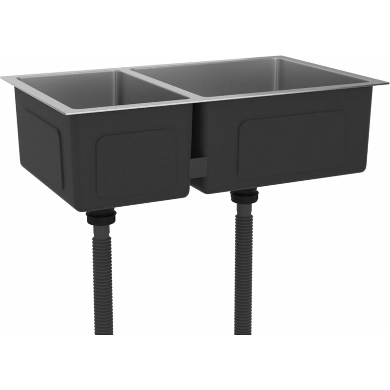 

Fregadero de cocina de acero inoxidable - Plateado - Vidaxl
