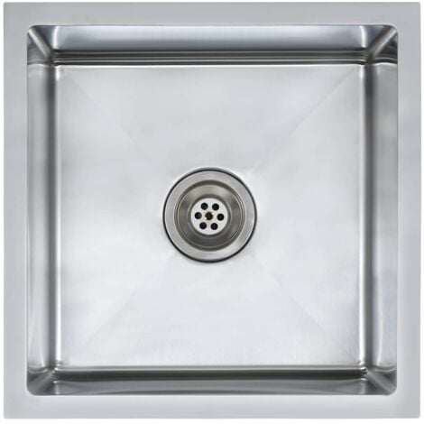 main image of "vidaXL Fregadero de cocina hecho a mano con colador acero inoxidable - Plateado"