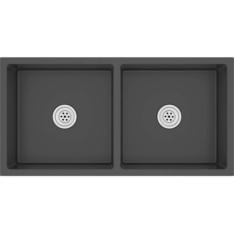 

vidaXL Fregadero hecho a mano acero inoxidable negro - Negro