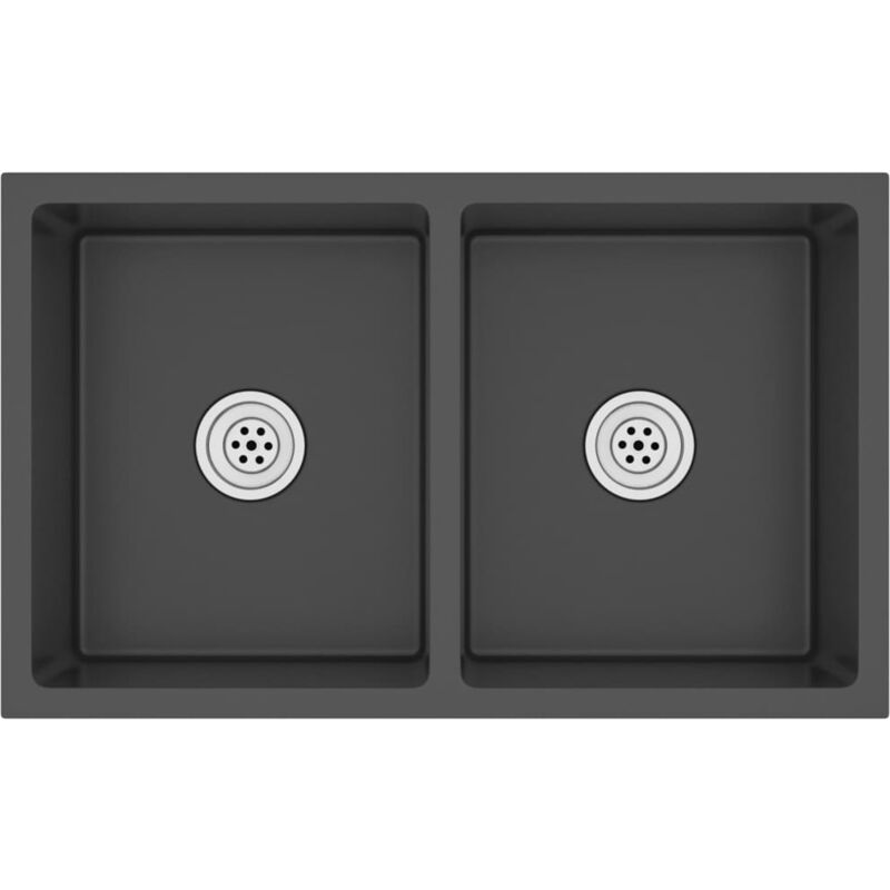 

vidaXL Fregadero hecho a mano de acero inoxidable negro - Negro