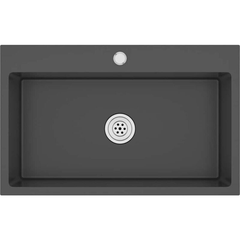 

vidaXL Fregadero hecho a mano acero inoxidable negro - Negro