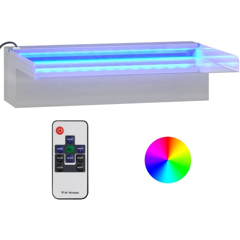 Fuente Cascada Con Led Rgb Acero Inoxidable 30 Cm Vidaxl