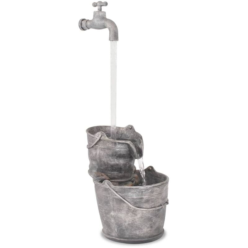 

vidaXL Fuente con grifo y cubos de poliresina - Gris