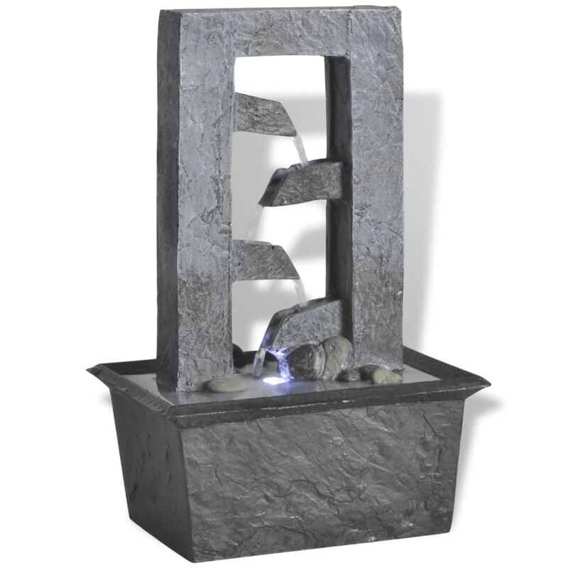 

vidaXL Fuente de agua para interior con luz LED poliresina - Gris
