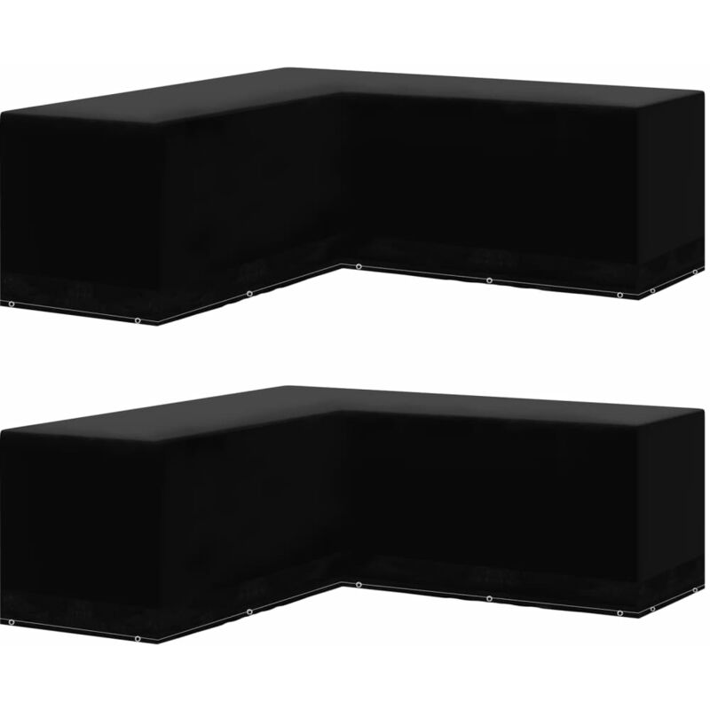 

Funda de muebles de jardín 2 uds forma L 12 ojales 250x250x90cm - Negro - Vidaxl