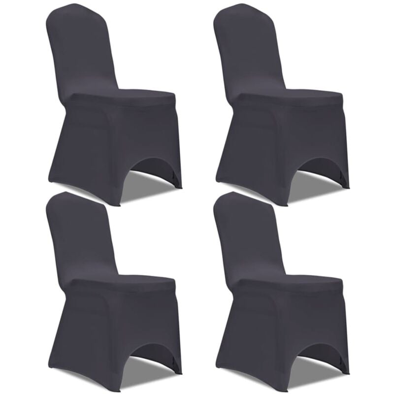 

vidaXL Funda de Silla Elástica 4 Unidades Gris Antracita - Antracita