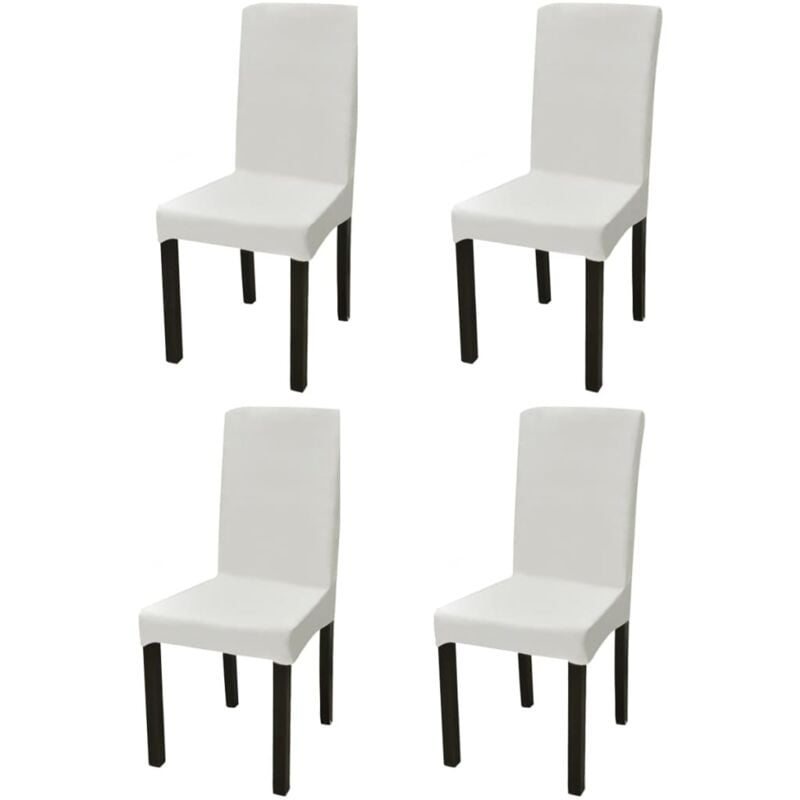 

vidaXL Funda de Silla Elástica Recta 4 Unidades Crema - Crema